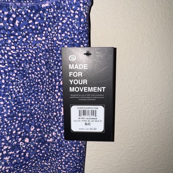 Etonic Women's Small Purple Pink Specks Print Athletic Zipper Pocket Leggings‎ - Picture 4 of 8